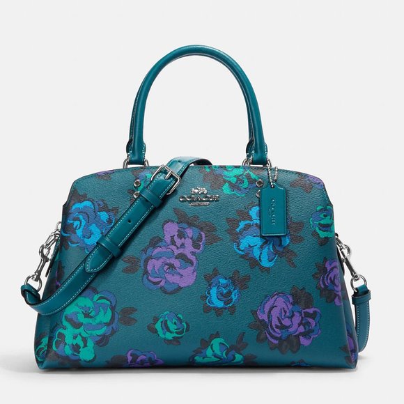🌸 Lille Carryall With Jumbo Floral Print Deep Turquoise - Picture 2 of 12